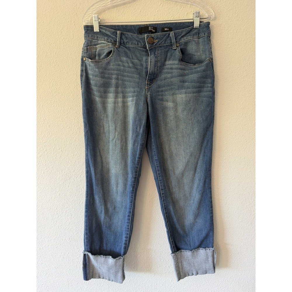 1822 Women's Denim Taylor Crop Cuffed Blue Jeans Size 12 Stretch Mid Rise